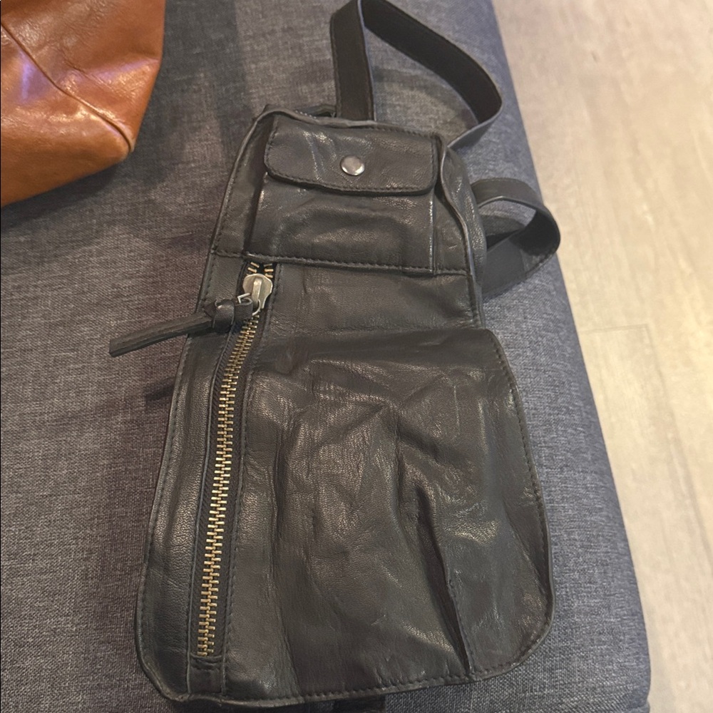 Free People Black Leather Crossbody Bag